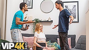 CUCK4K. Pregnant blonde with natural tits is enjoying stranger's cock in front o