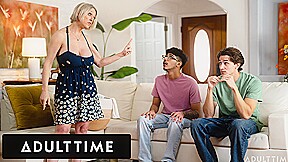 ADULT TIME Horny Stepbros Team Up To SPITROAST Exasperated Stacked Stepmom Dee W